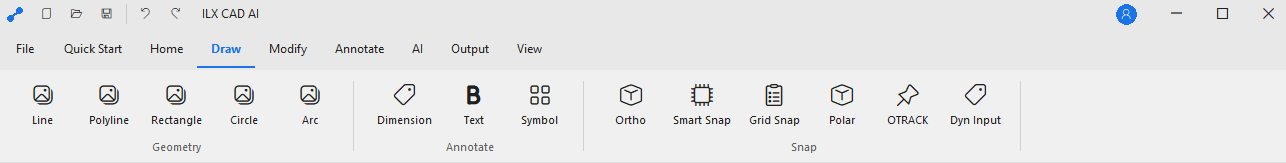 ILX CAD AI ribbon with the AI tab active, showing AI Review, Explain, Clean, Markup, and Sandbox buttons